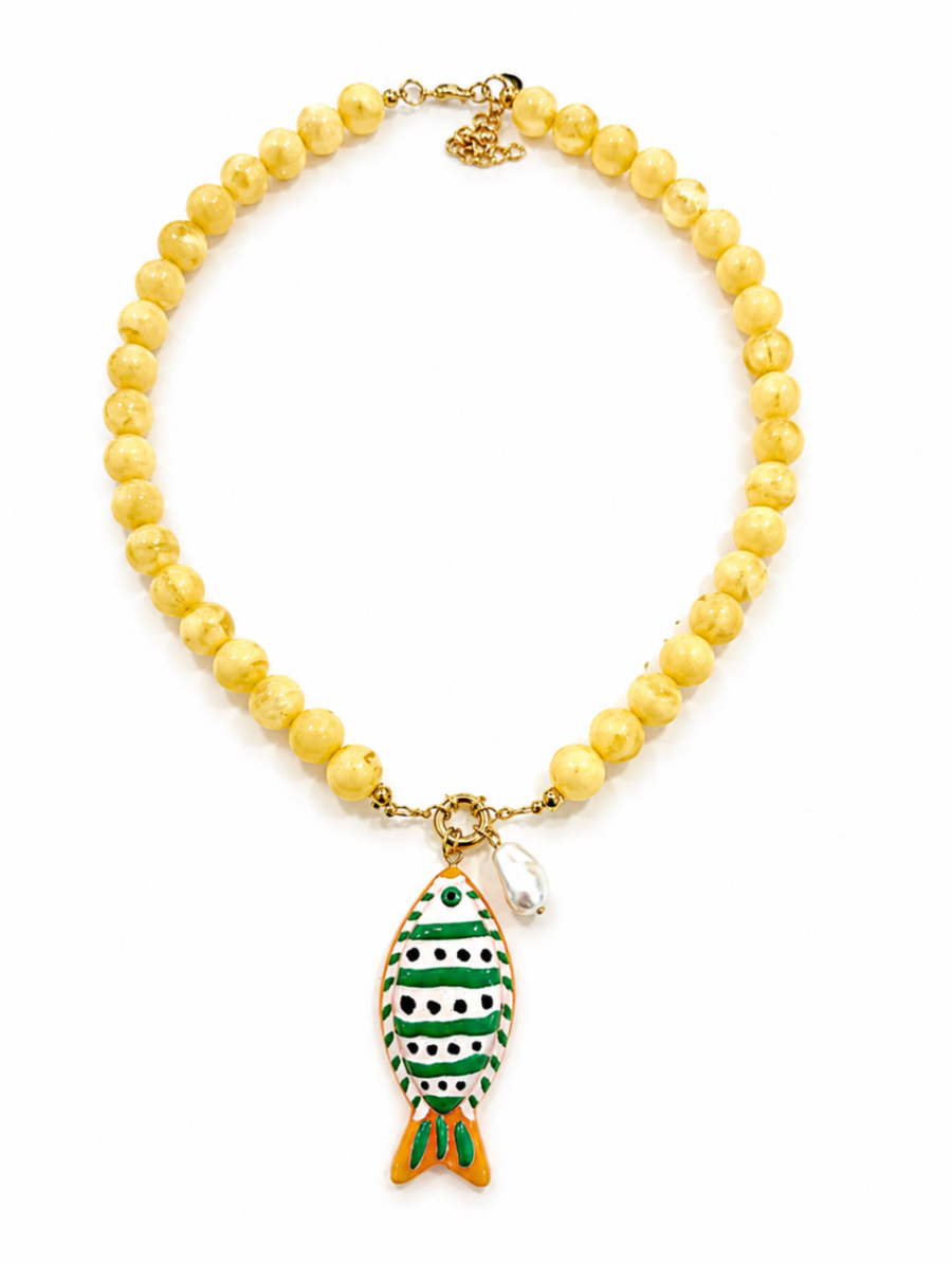 Collar Bolas FISH Amarillo
