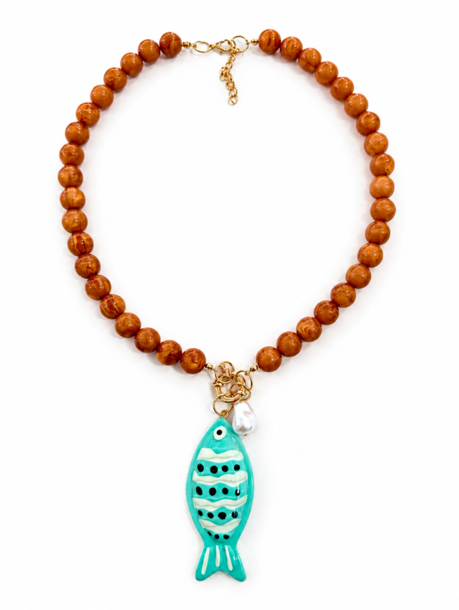 Collar Bolas FISH Ámbar