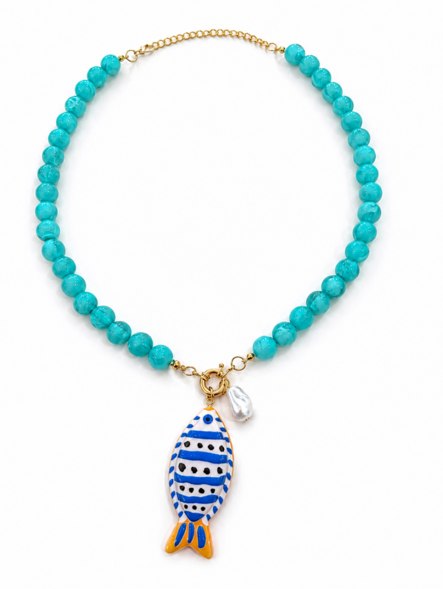 Collar Bolas FISH Turquesa