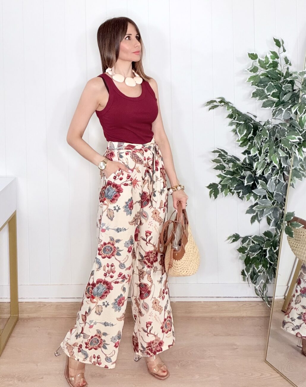 Pantalón BORNAI Fluido Beige - Imagen 4