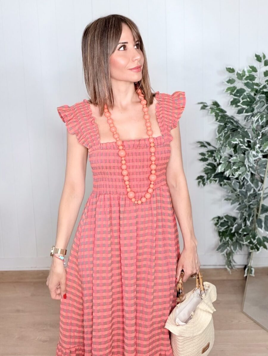 Alternative view of Vestido VICHY FLÚOR Coral