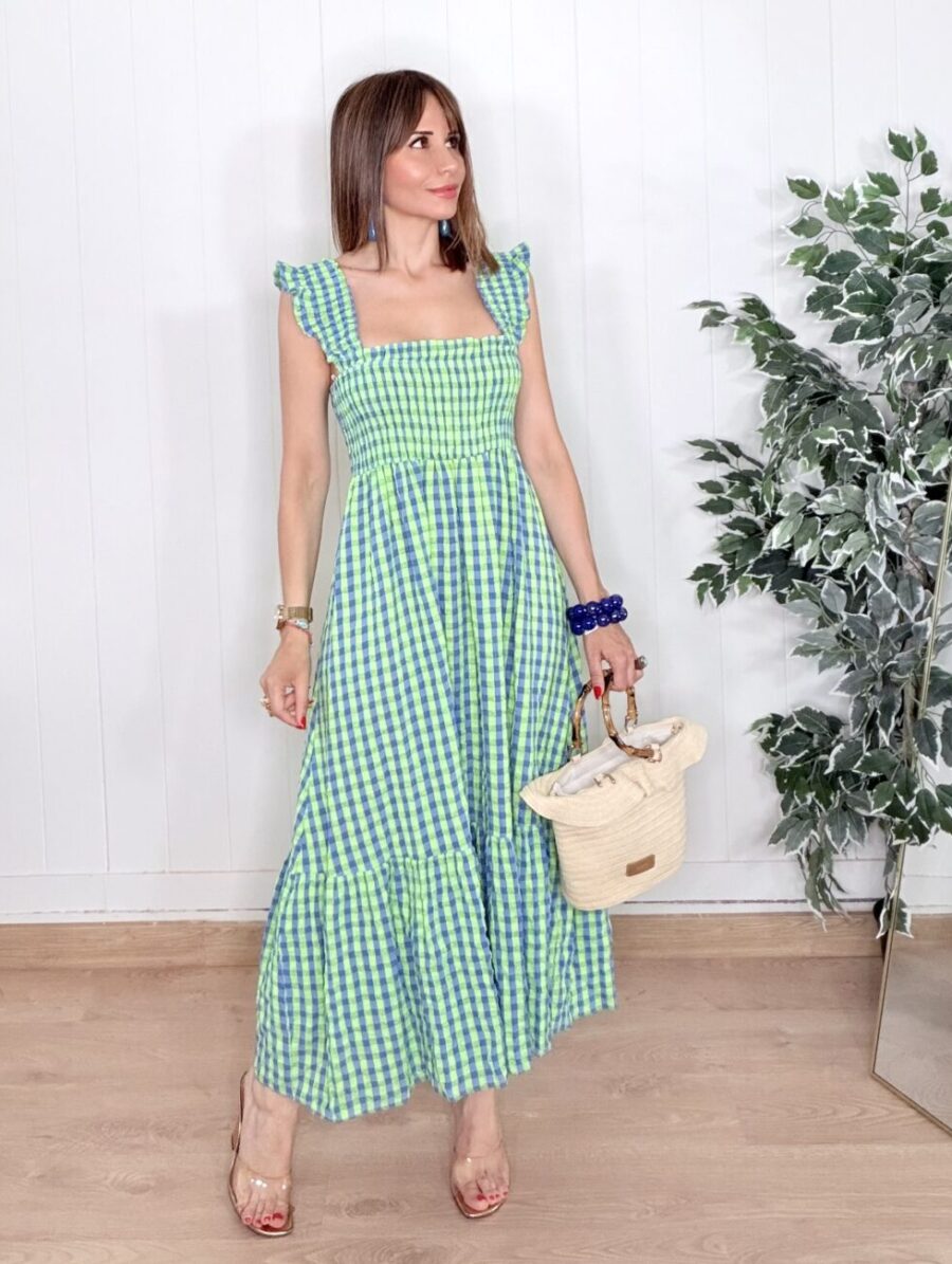 Vestido VICHY FLÚOR Verde&Azul