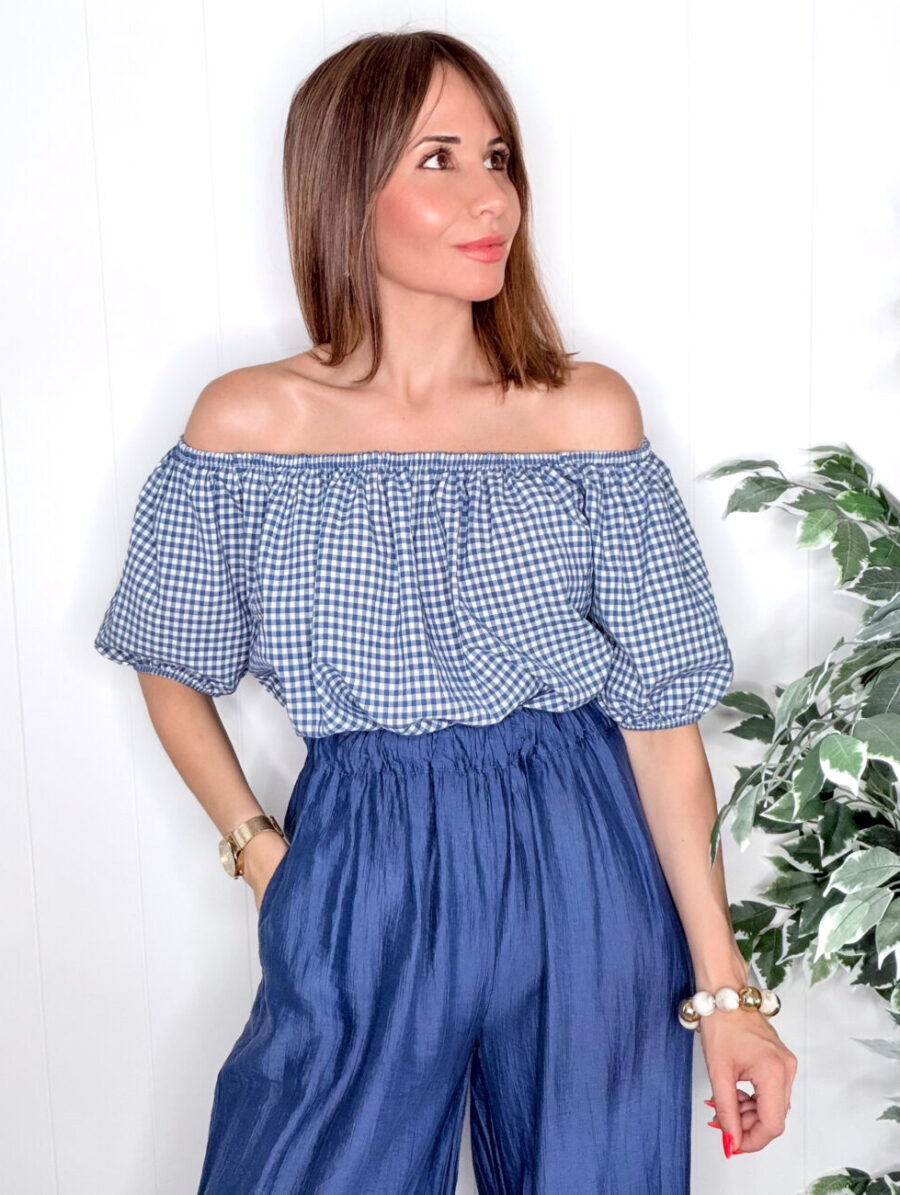 Top HELENA Vichy Azul