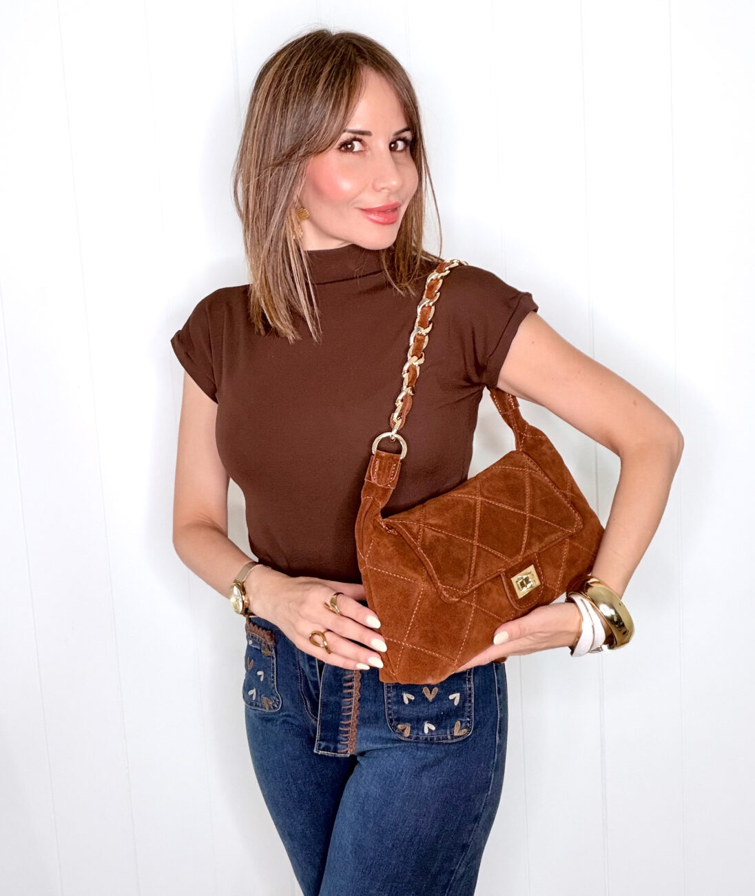 Bolso Piel ROMBE Camel - Imagen 3