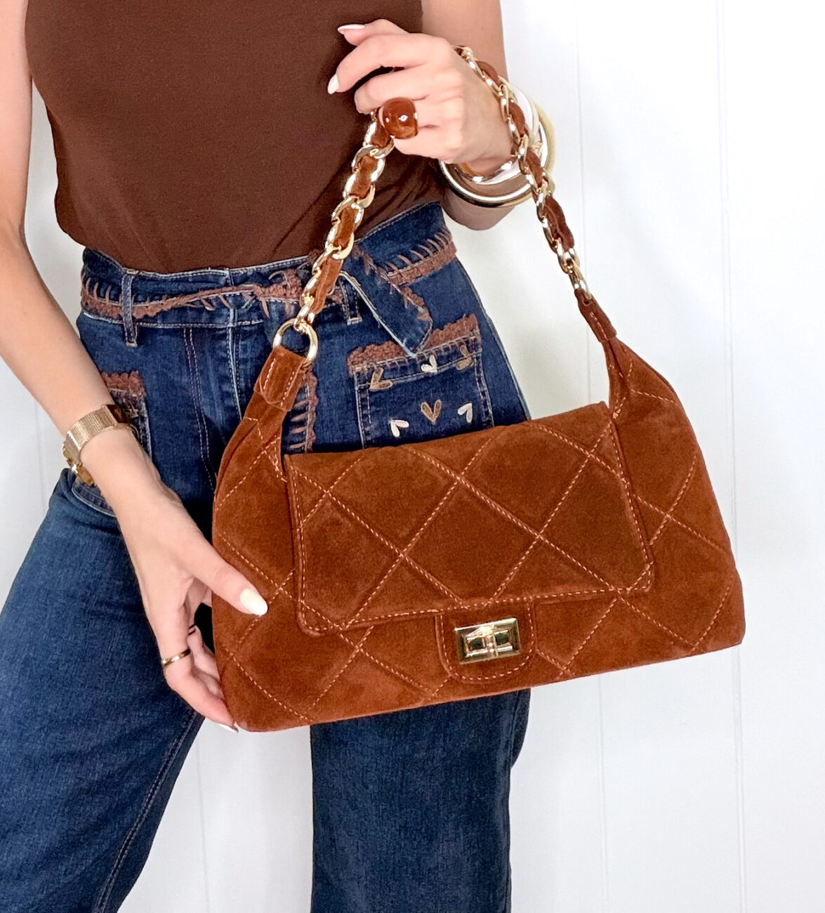 Bolso Piel ROMBE Camel - Imagen 2