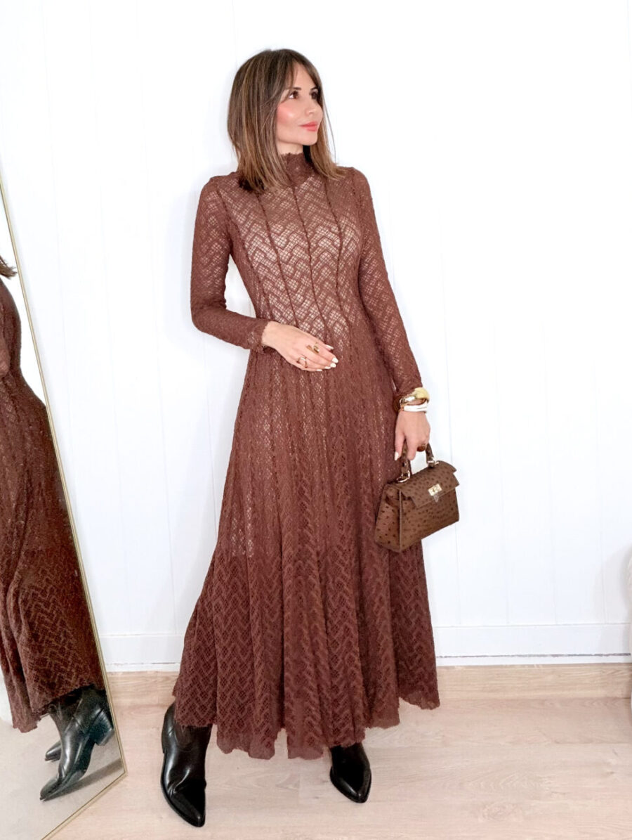 Vestido VITTORIA Encaje Café