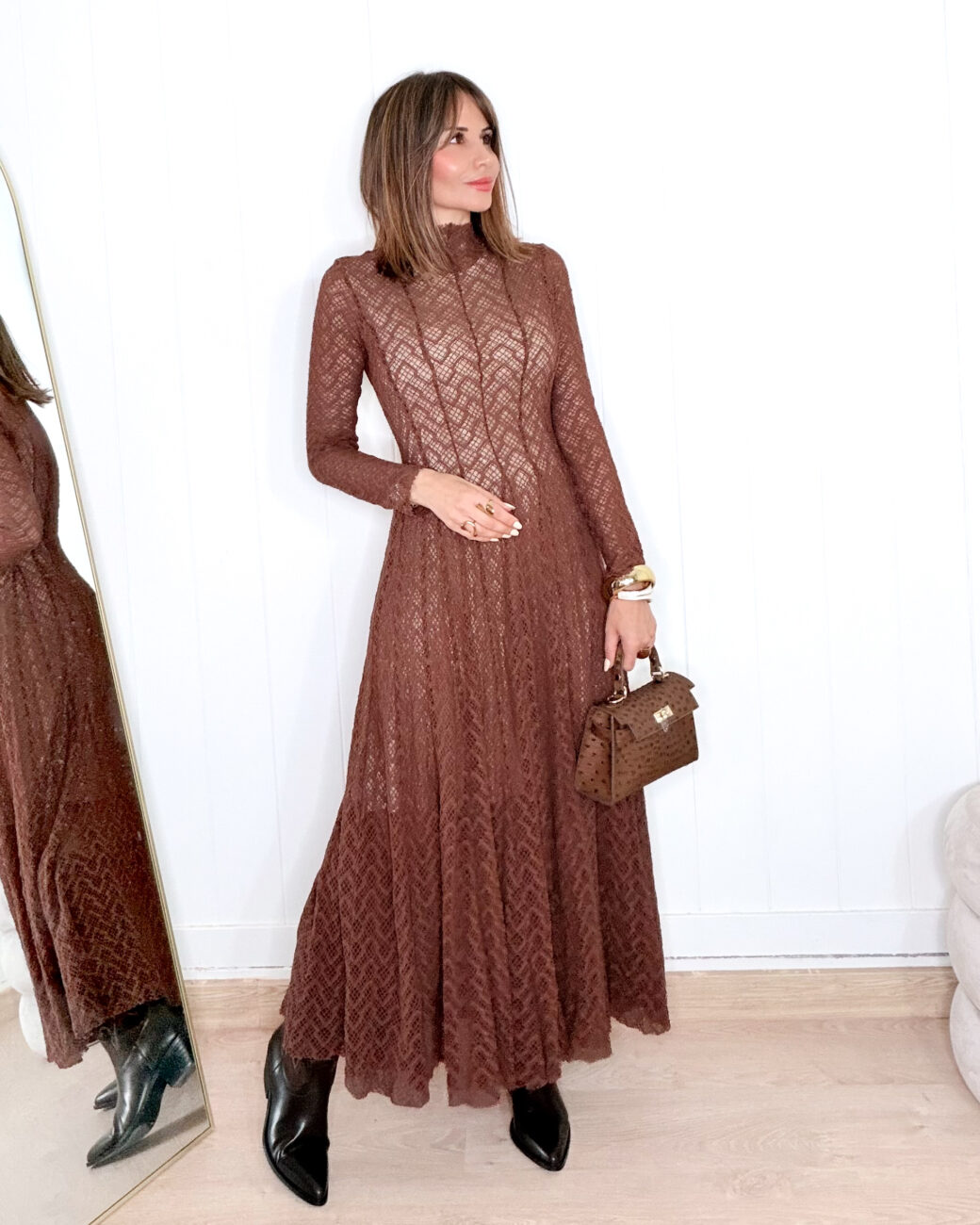 Vestido VITTORIA Encaje Café