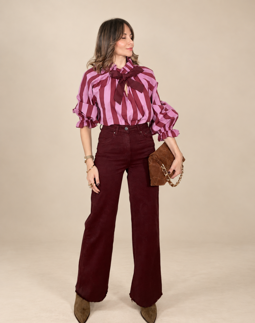 Pantalón ADORE Desflecado Burdeos - Imagen 3