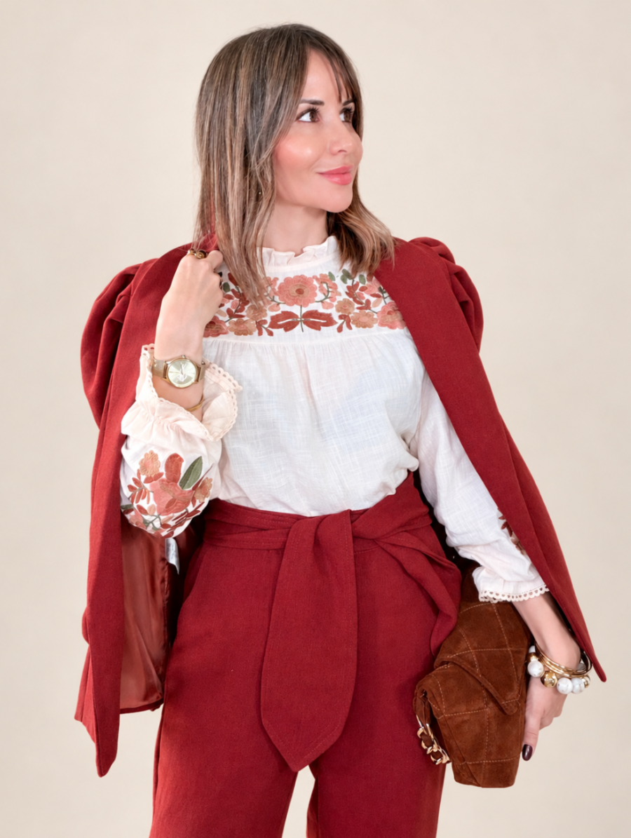 Blusa FLORENCIA Bordada Marfil