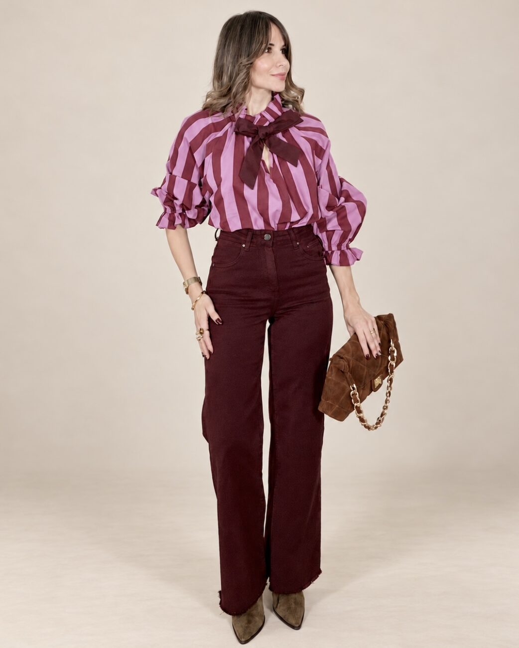 Pantalón ADORE Desflecado Burdeos