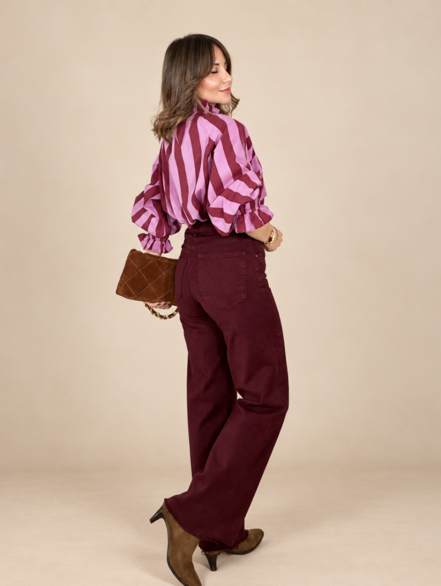 Alternative view of Pantalón ADORE Desflecado Burdeos