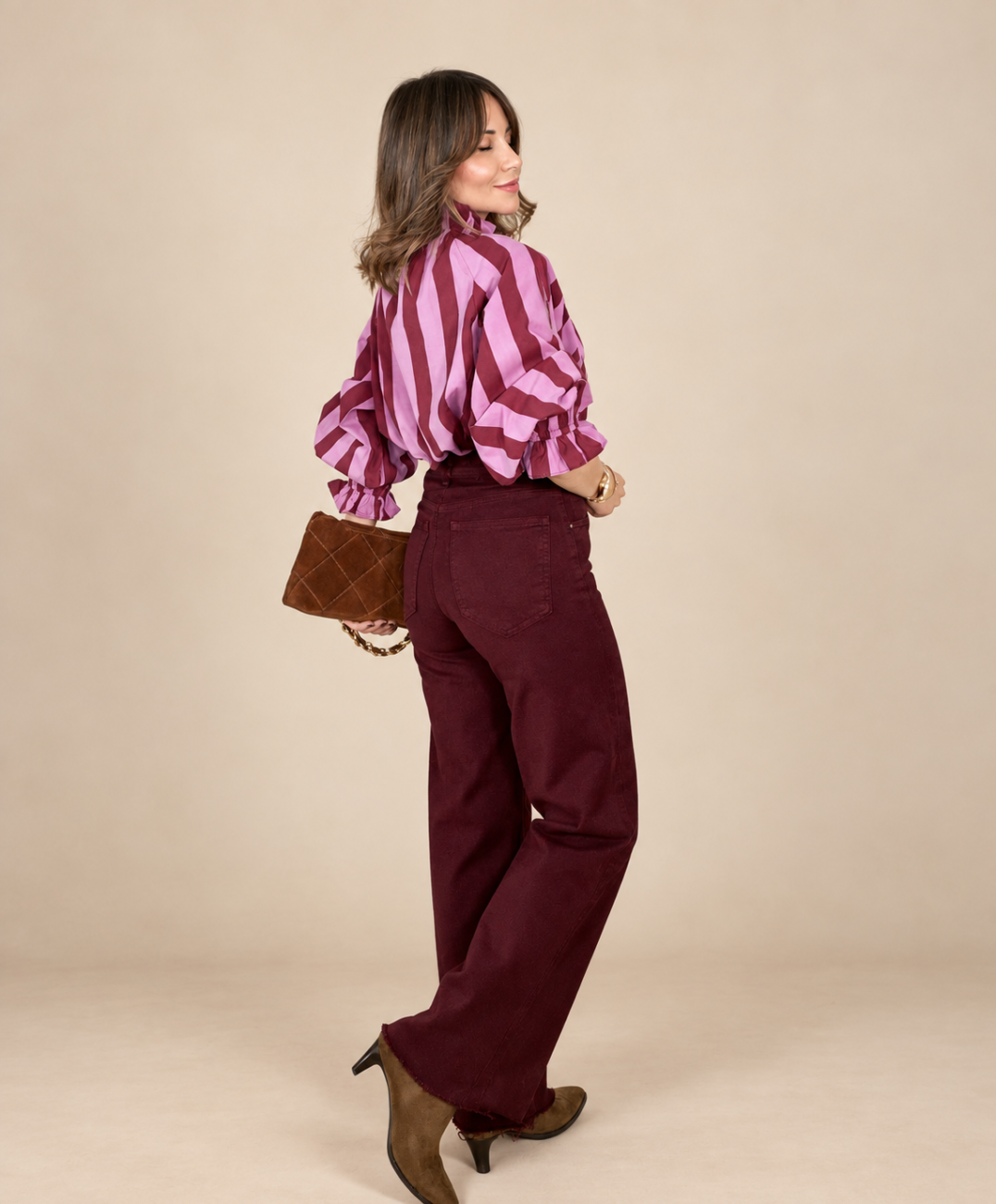 Pantalón ADORE Desflecado Burdeos - Imagen 2