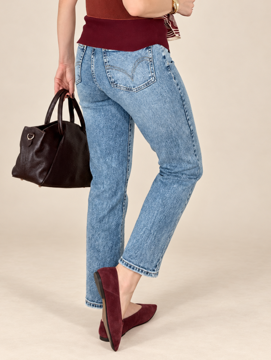 Mom Fit QUEEN Azul Medio