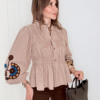 Blusa TILIA Vichy Bordado Chocolate