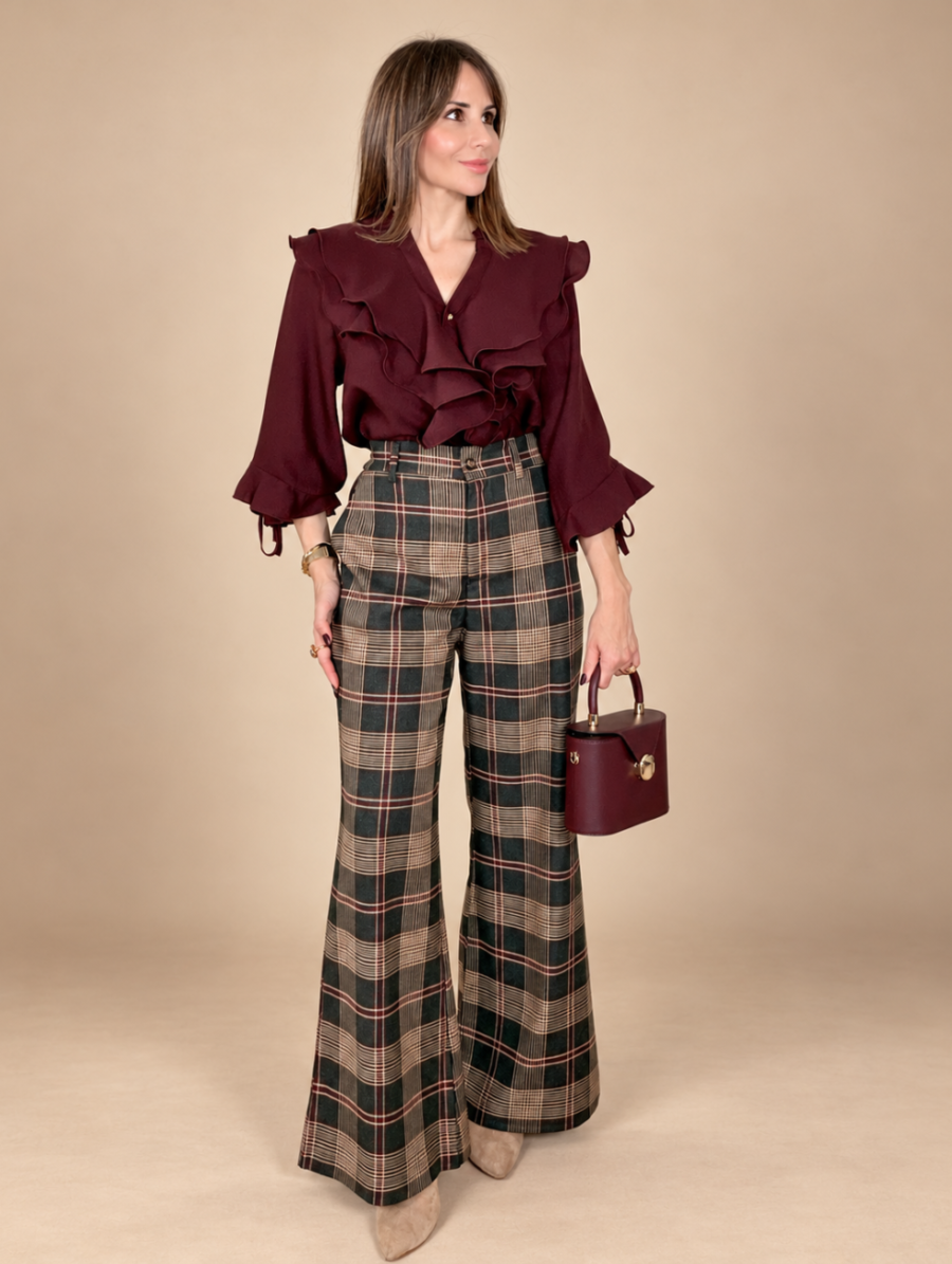 Pantalón Cuadros BRIT Allo Allo Burdeos
