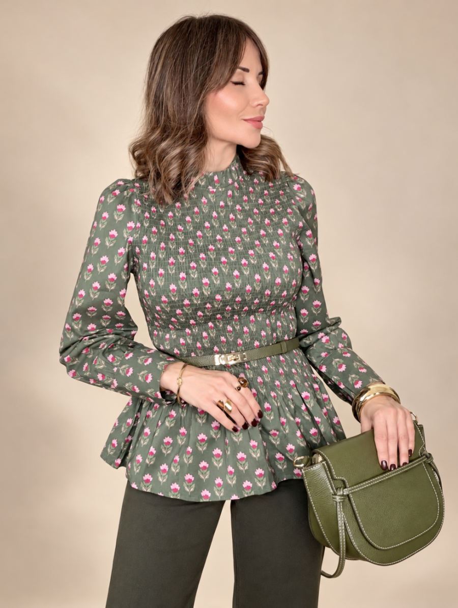 Alternative view of Blusa CENIA Peplum Verde