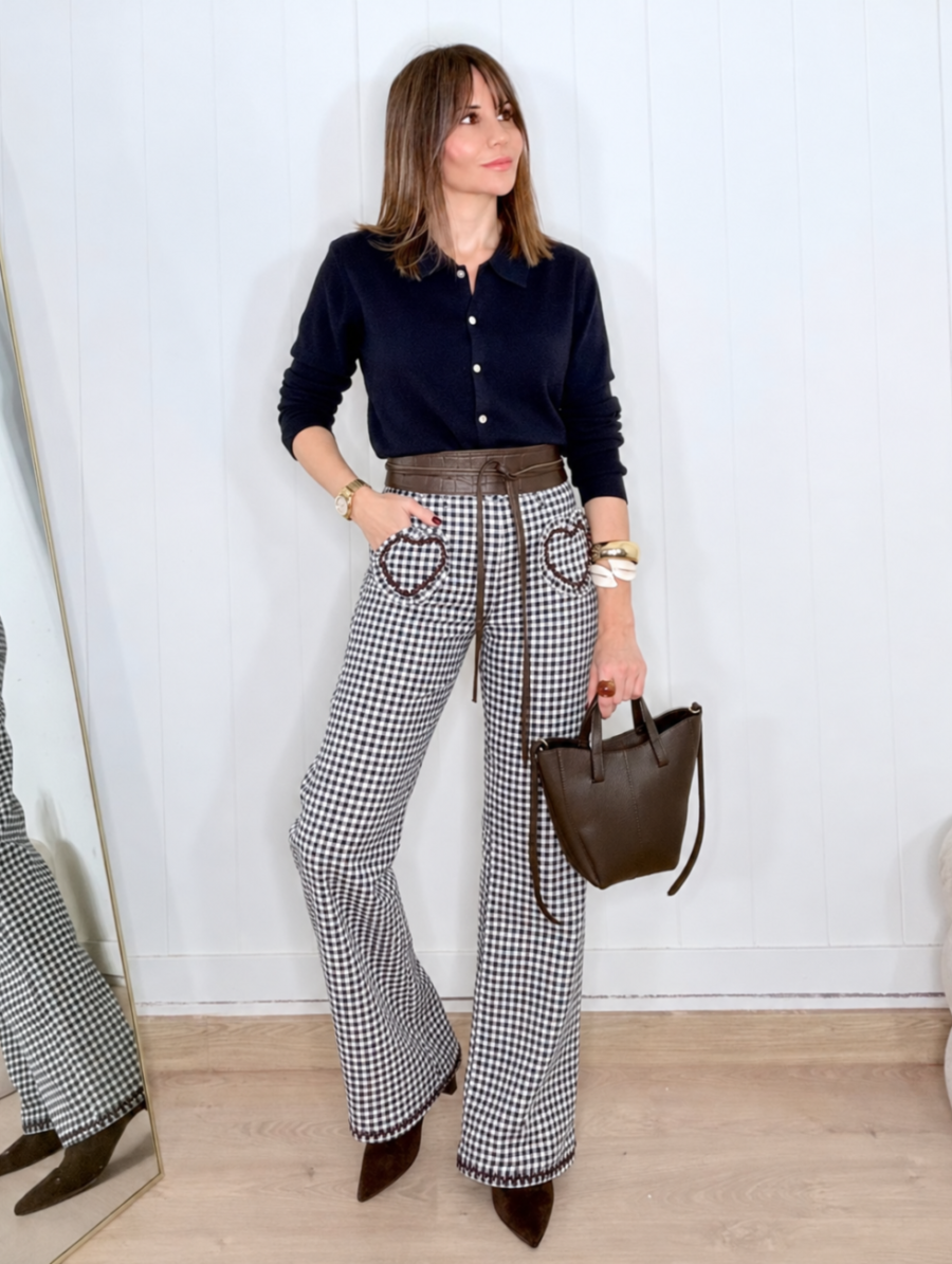 Pantalón AMÉLIE Vichy Azul Marino