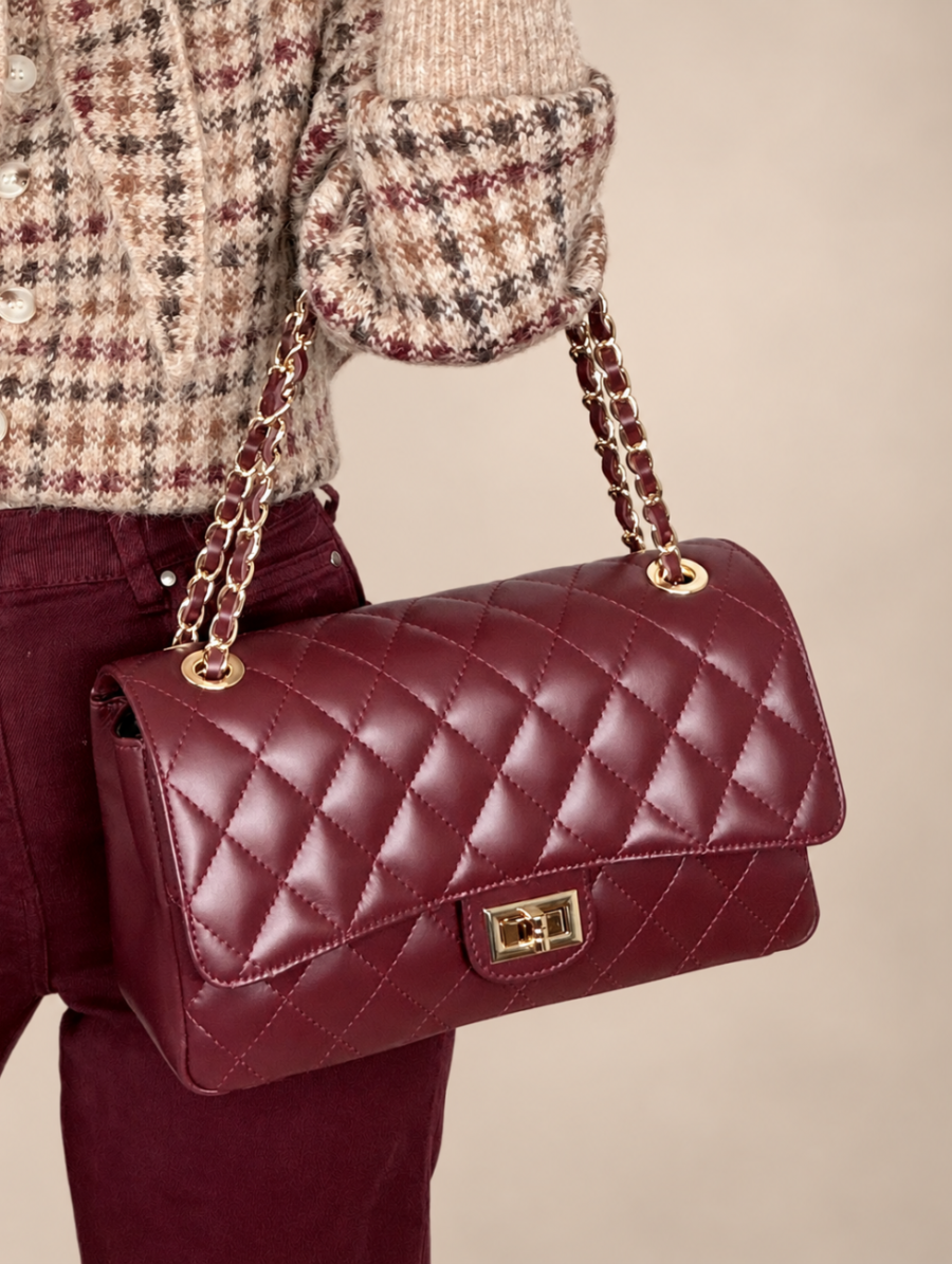 Bolso VEDOME Piel Burdeos
