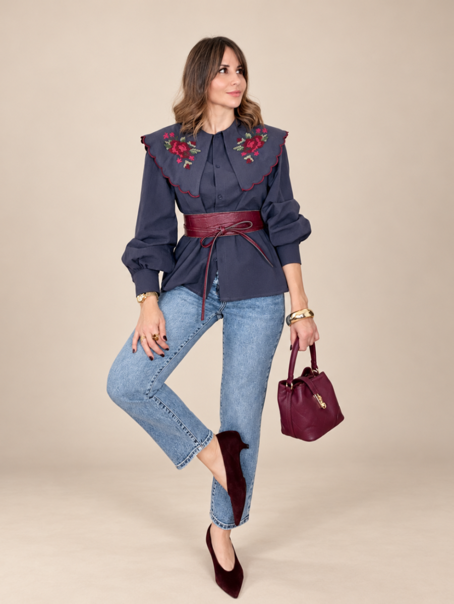 Alternative view of Blusa FABIANA Bordada Marino
