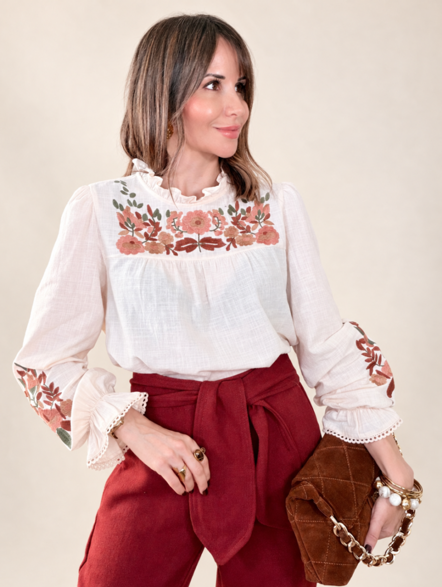 Alternative view of Blusa FLORENCIA Bordada Marfil