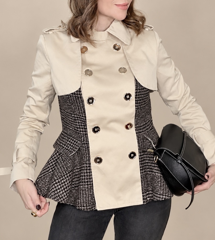 Trench Crop PEPLUM Combinada