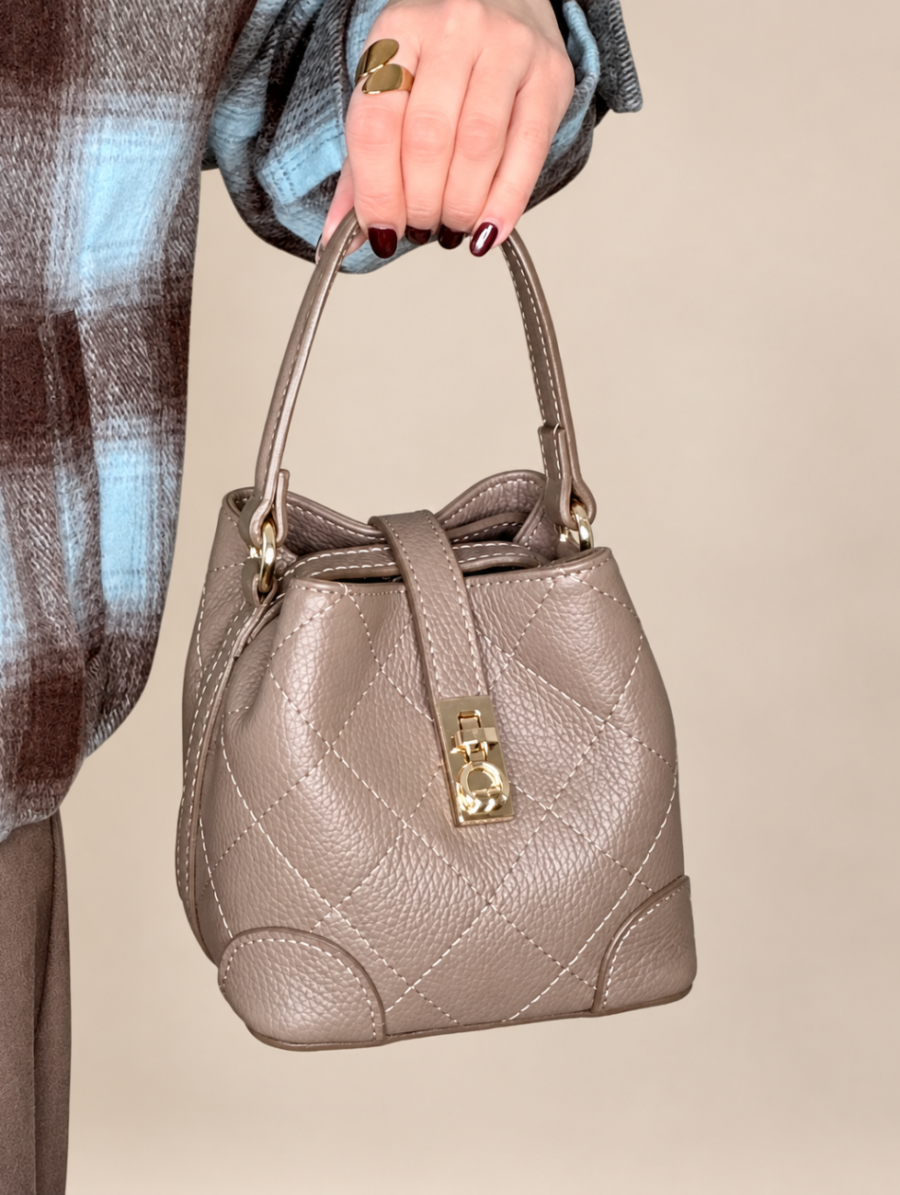 Bombonera Piel LOUVRE Taupe