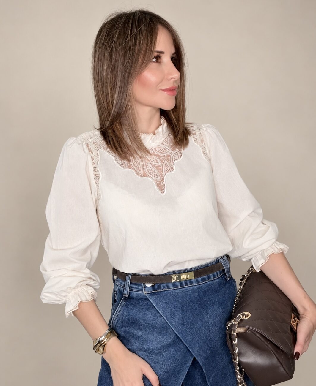 Blusa ROMANCE Marfil - Imagen 3