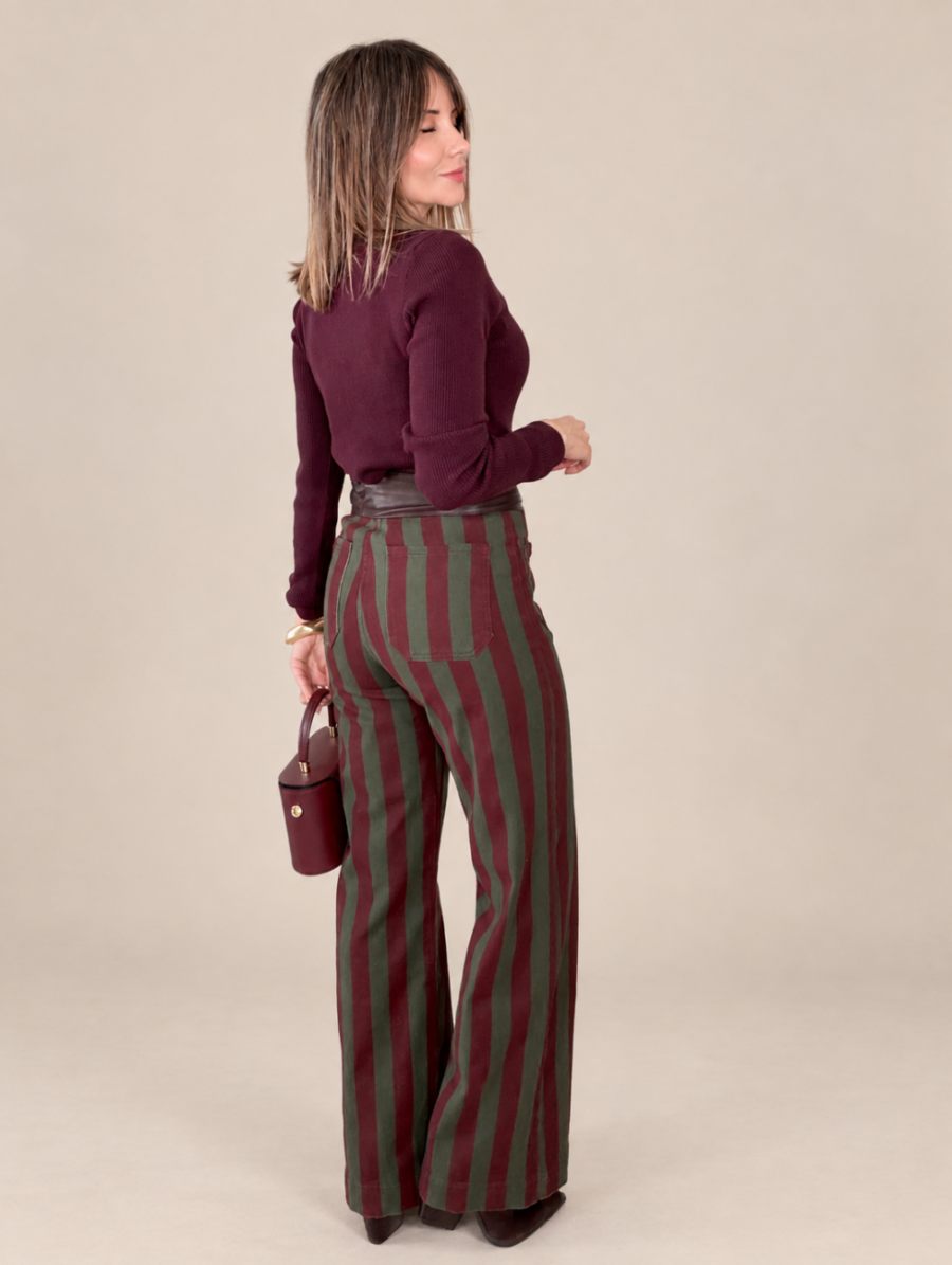 Alternative view of Jeans VERTICAL Verde&Burdeos
