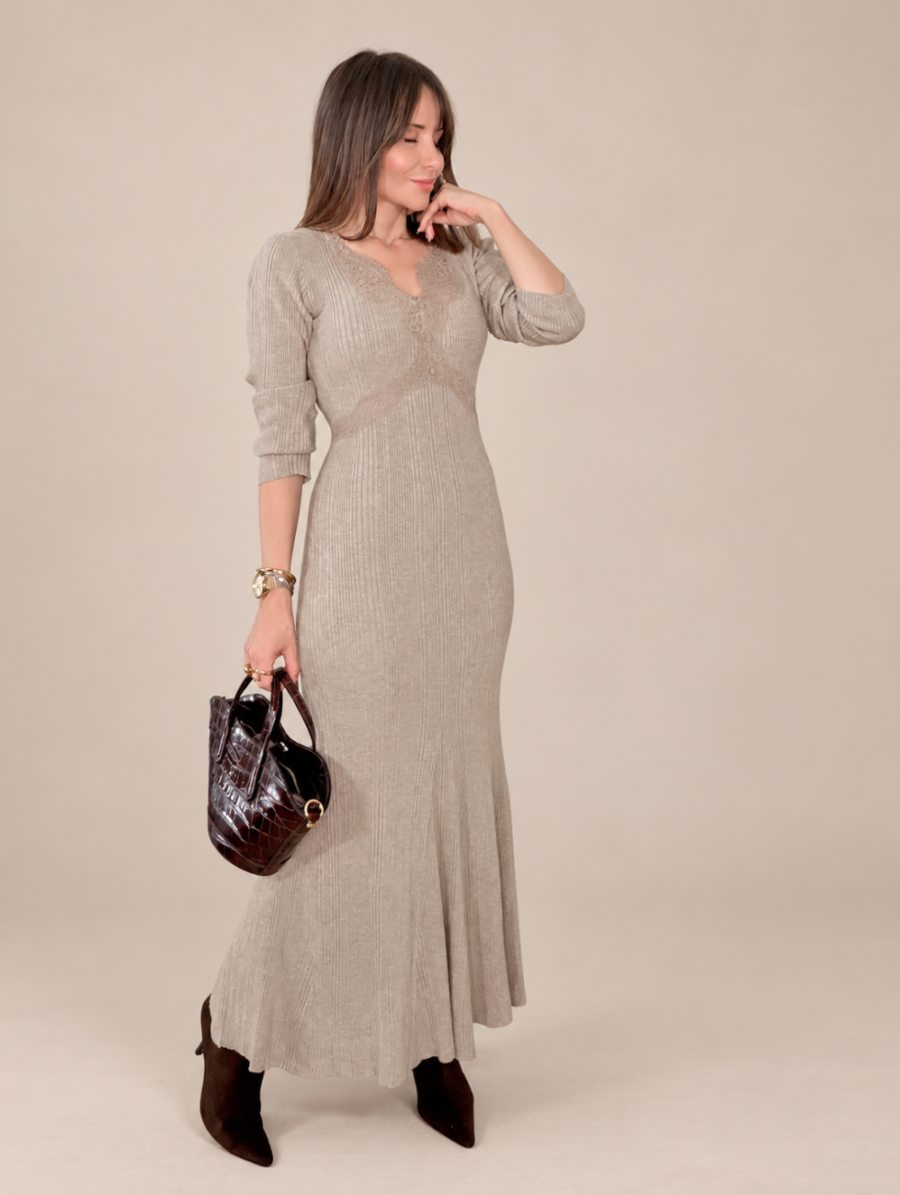 Vestido Punto MARIETA Taupe