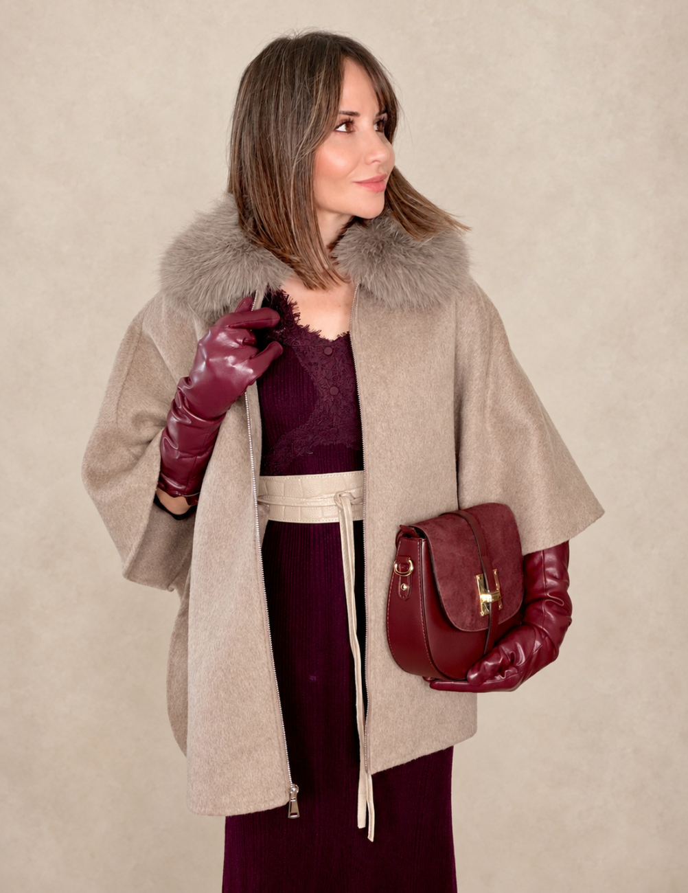 Guantes Piel MARA Burdeos - Imagen 2