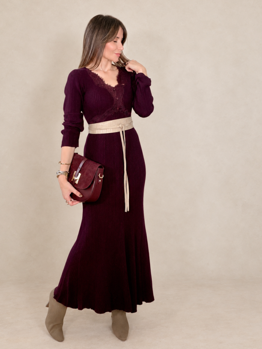 Vestido Punto MARIETTA Burdeos