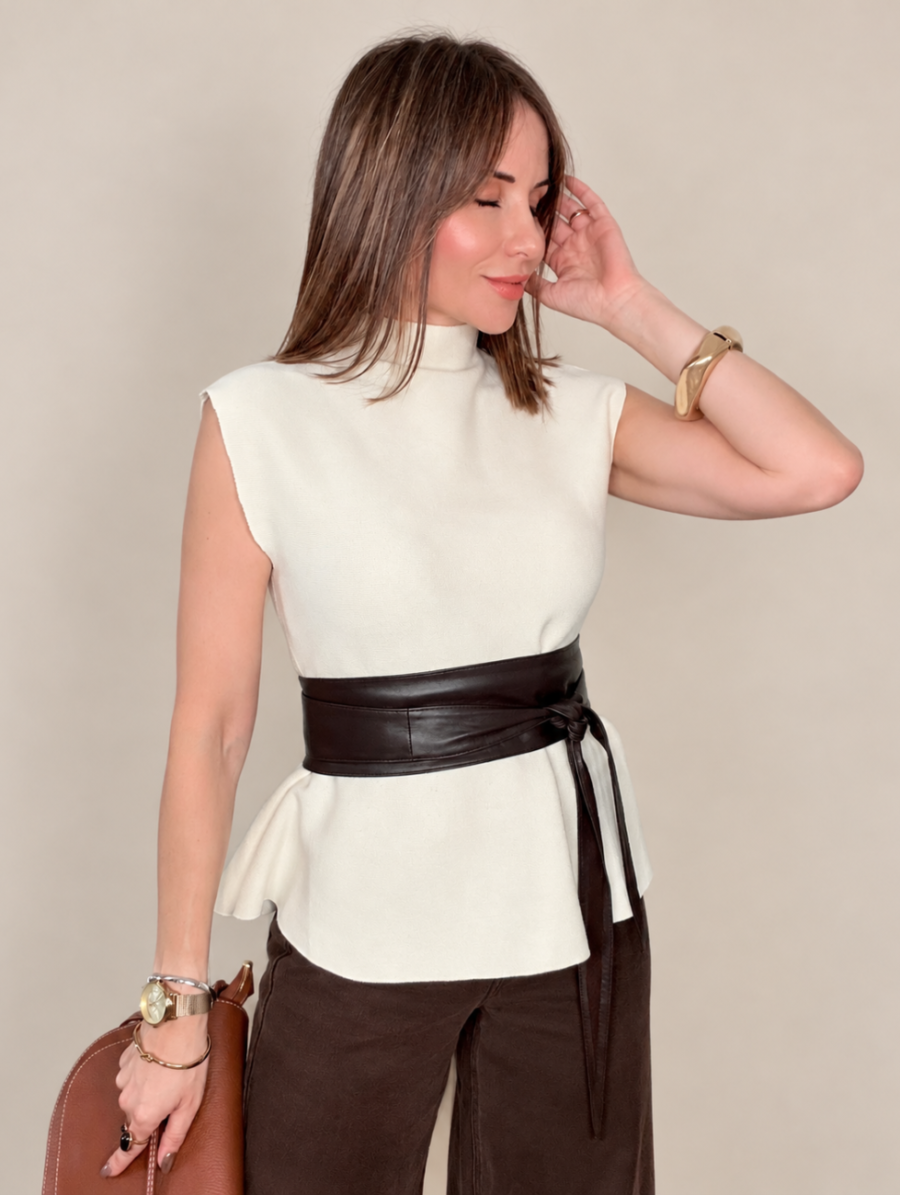 Top Peplum Beige