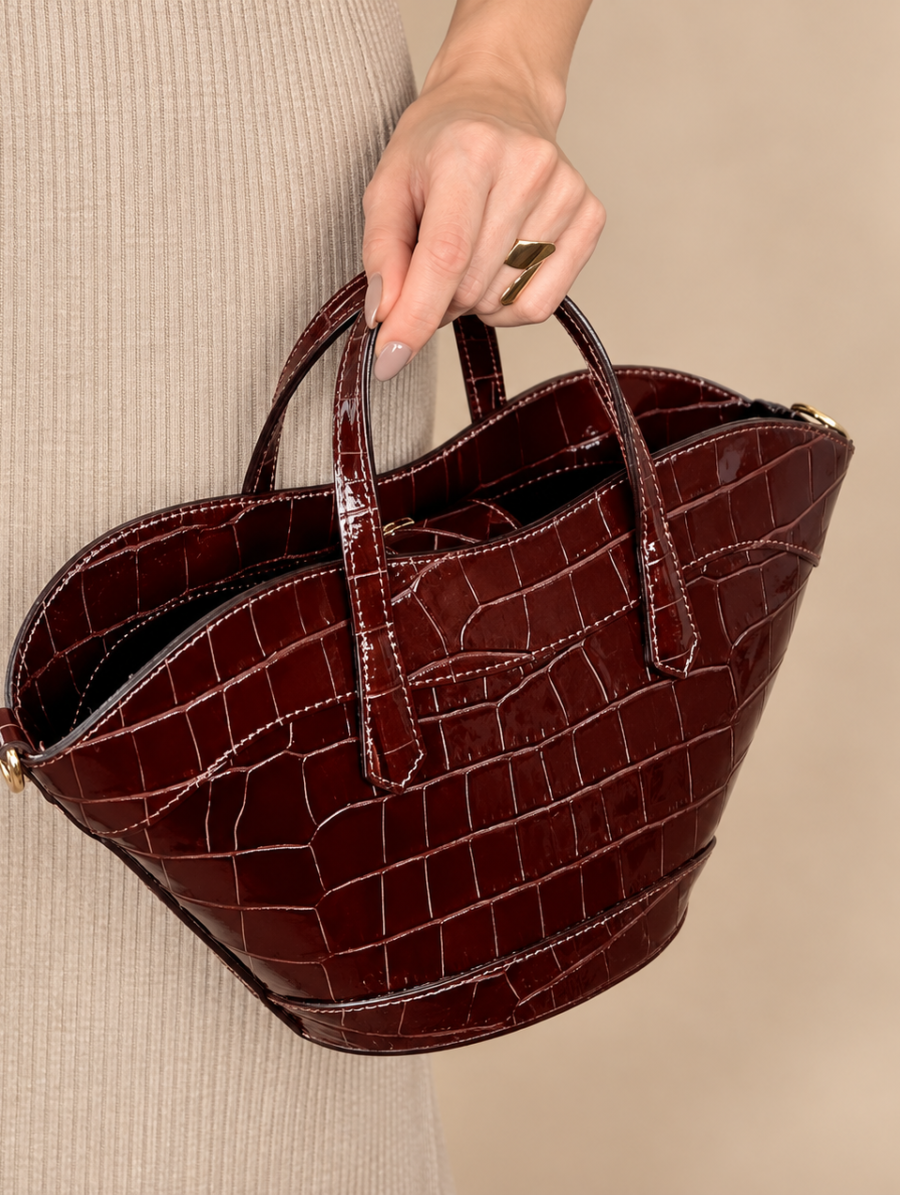 Alternative view of Shopper Piel Medio COCO Burdeos Chocolate