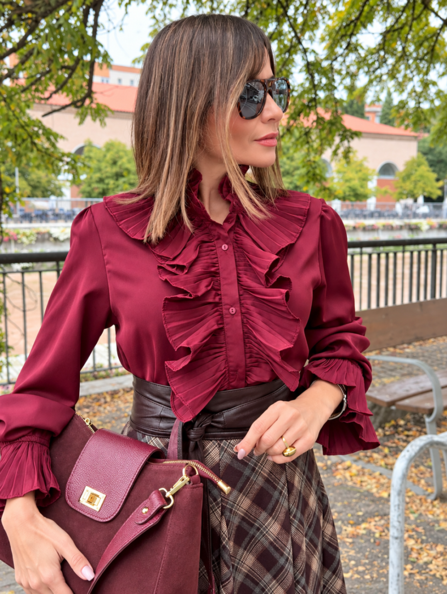 Blusa PLISSE Burdeos