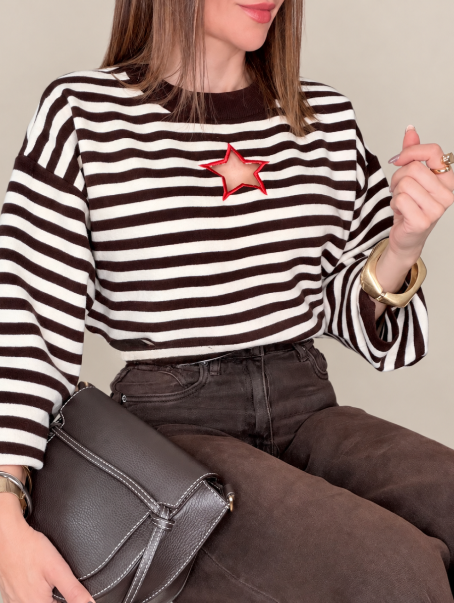 Alternative view of Sudadera Punto STARLET Rayas Chocolate