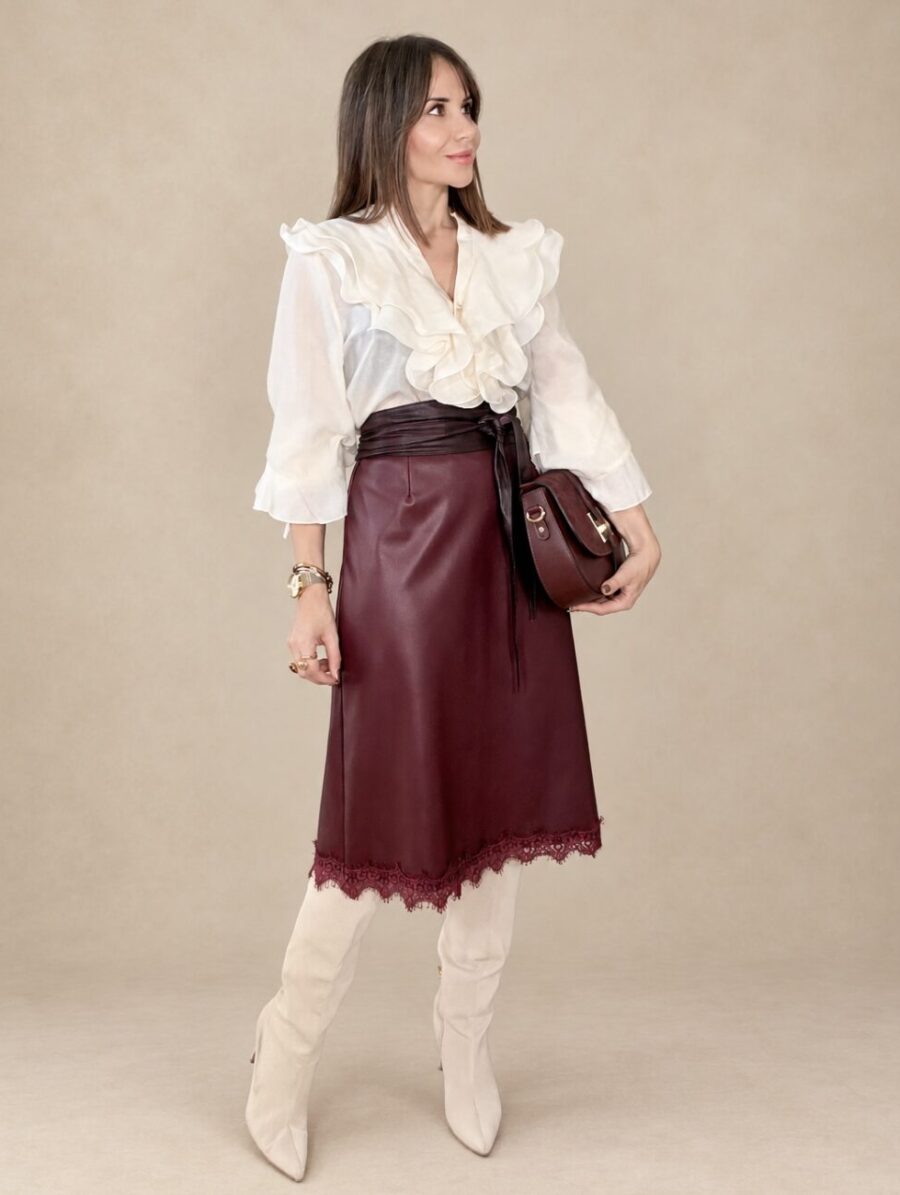 Falda VERONA Polipiel Burdeos