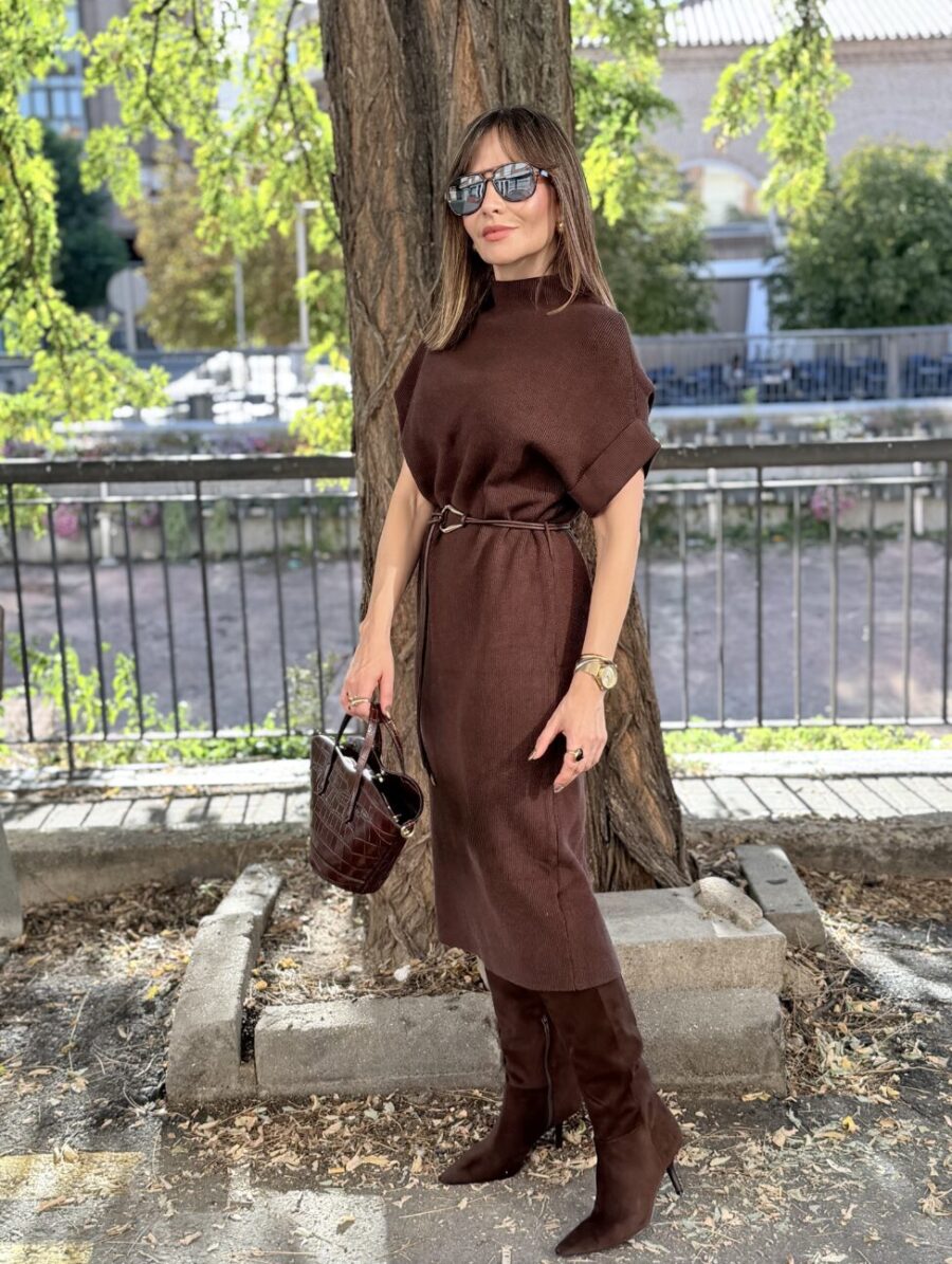Alternative view of Vestido Punto ORNELLA Chocolate